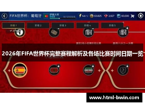 2026年FIFA世界杯完整赛程解析及各场比赛时间日期一览